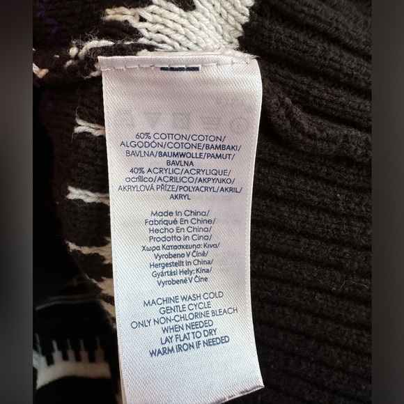 Chaps | Black, Purple & White Striped Mock Neck Sweater | Size L - Picture 3 of 9